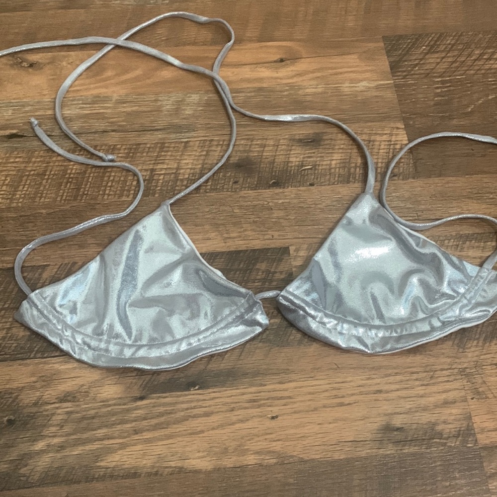 Beautiful silver metallic bikini top